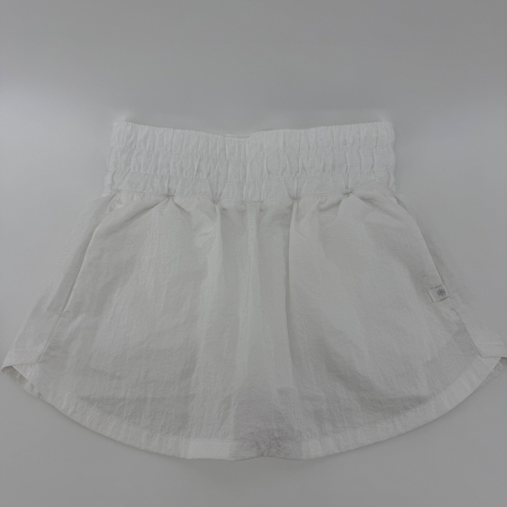 Athleta Girl White Smocked Waist Active Skort Size S 7 Kids Tennis Skirt